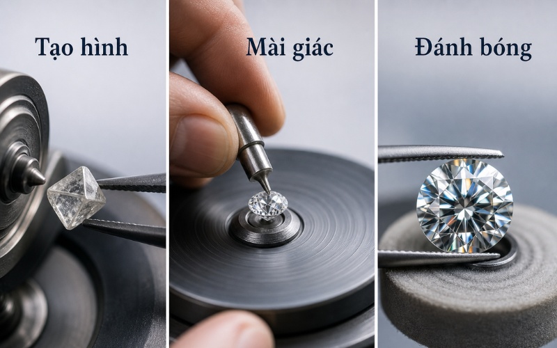 Mài giác kim cương sau bước cắt