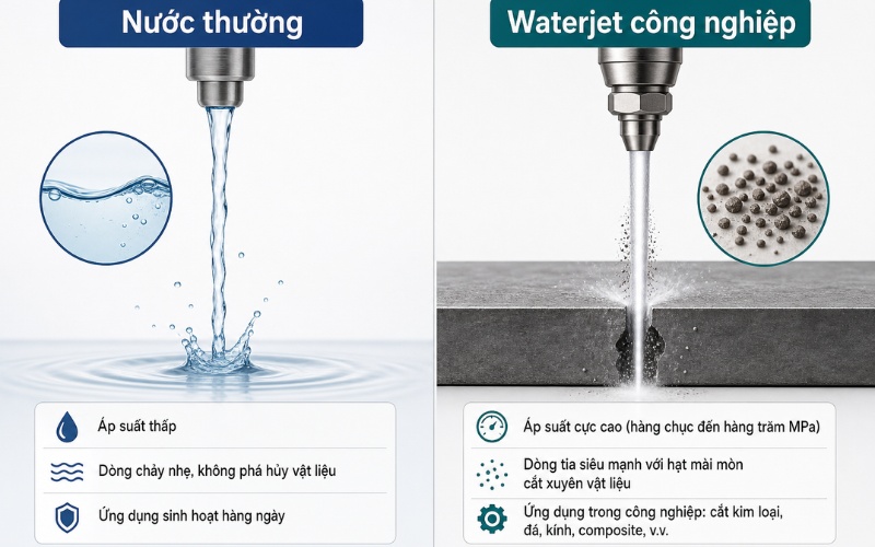 Sự khác nhau giữa nước thường với waterjet
