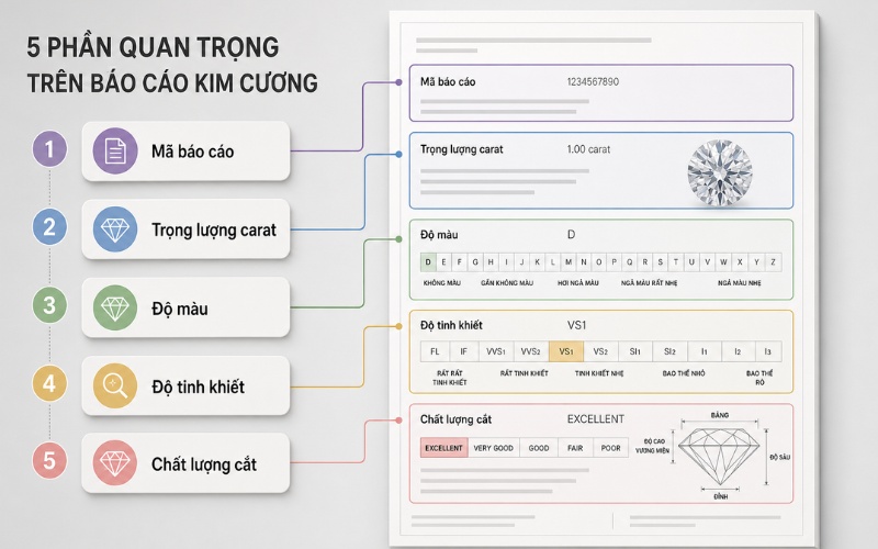 5 thông tin quan trọng khi đọc giấy chứng nhận GIA