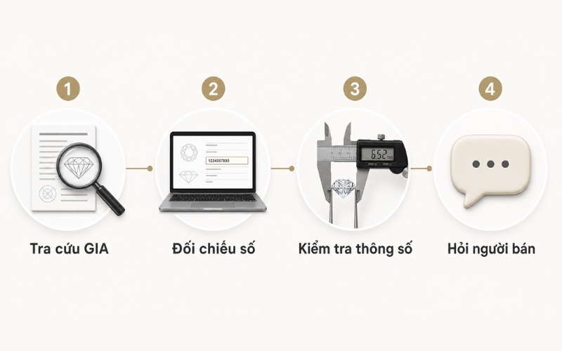 Cách đối chiếu giấy chứng nhận GIA với viên kim cương