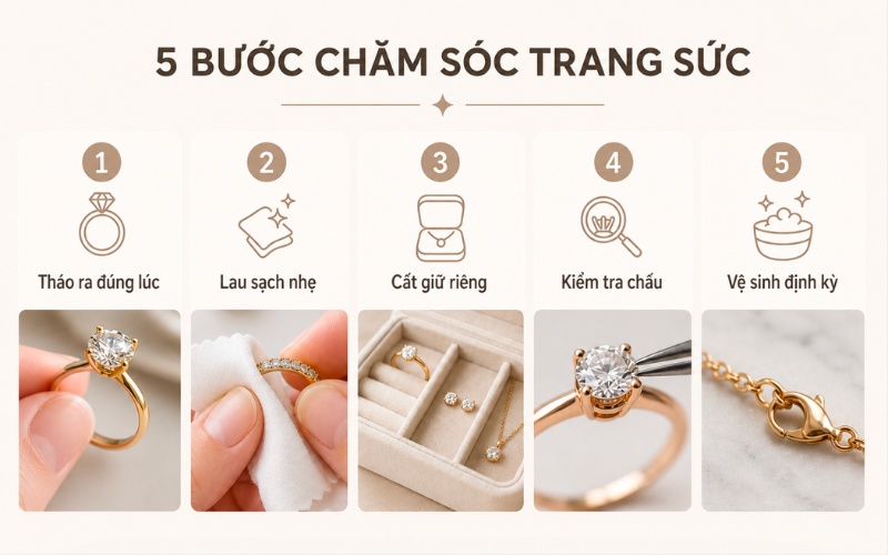 Cách bảo quản trang sức kim cương khi đeo thường xuyên