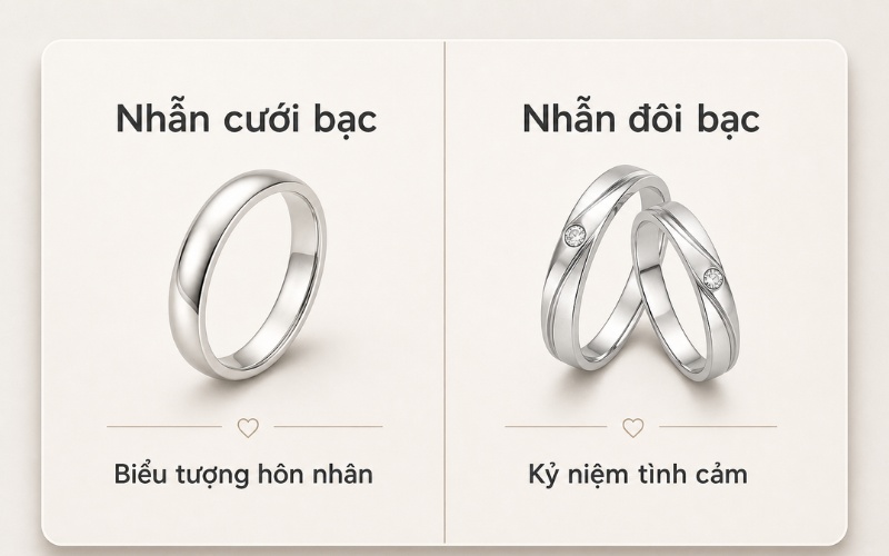 Nhẫn đôi bạc có thể rất phù hợp ở giai đoạn yêu nhau hoặc làm kỷ vật