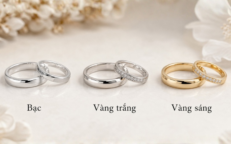 So sánh bạc với các chất liệu nhẫn cưới phổ biến
