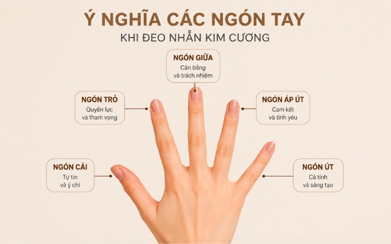 Ý nghĩa các ngón tay khi đeo nhẫn kim cương