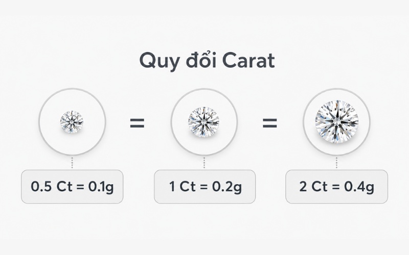 Carat (ký hiệu Ct) là đơn vị tiêu chuẩn dùng để đo trọng lượng kim cương