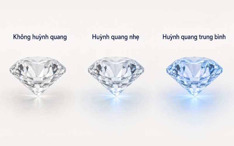 Faint fluorescence là mức huỳnh quang rất nhẹ của kim cương khi phản ứng với tia UV hoặc tia cực tím