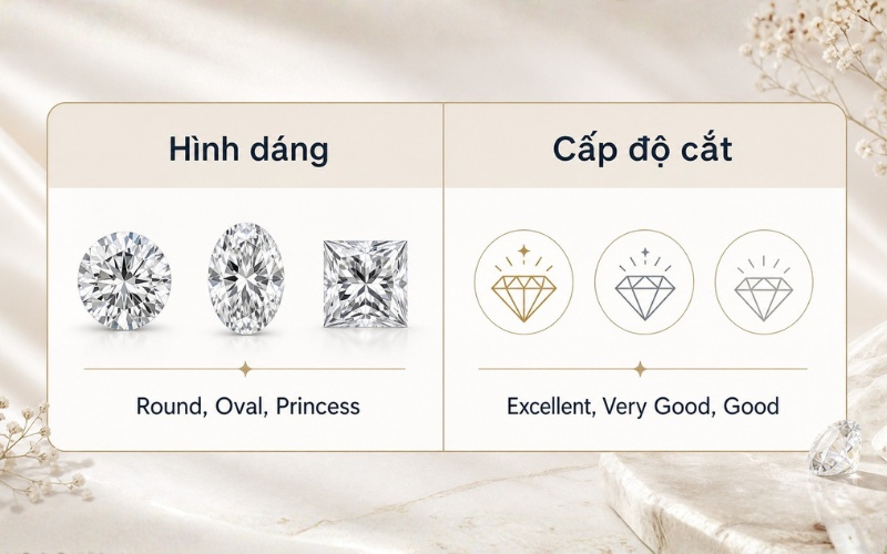 Phân biệt Cut Grade và Shape trong kim cương