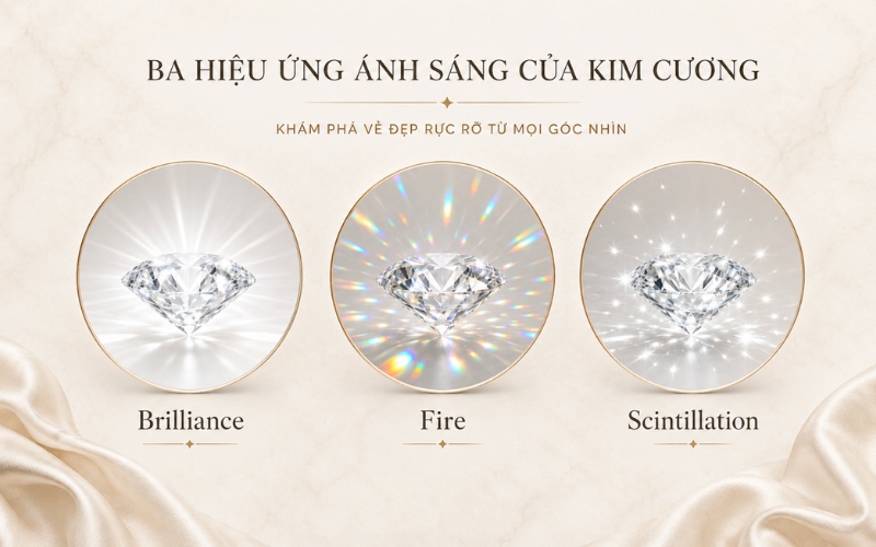 Độ lấp lánh kim cương với giác cắt Excellent