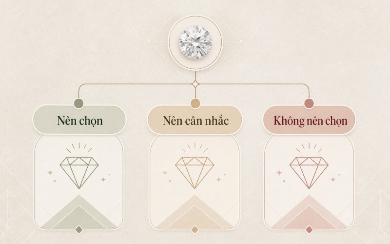 Trường hợp nên chọn, cân nhắc và không nên chọn đối với kim cương Good