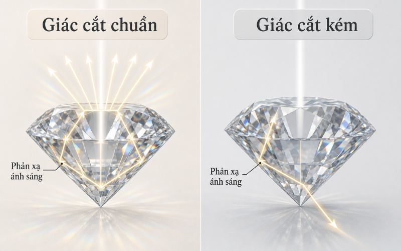Tác động của giác cắt kim cương đến độ lấp lánh