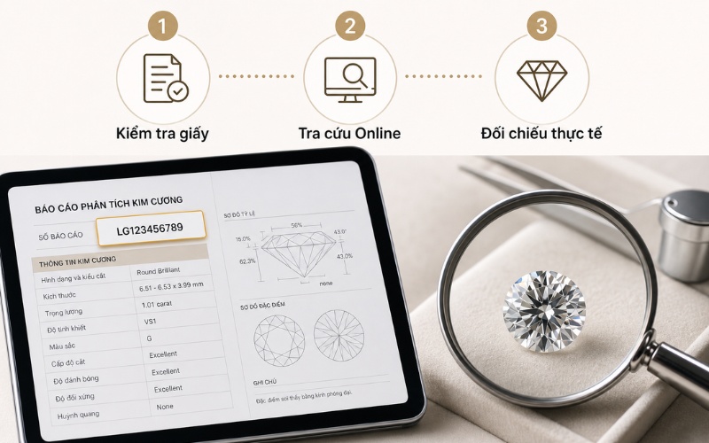 Cách tra cứu mã số chứng nhận kim cương IGI online