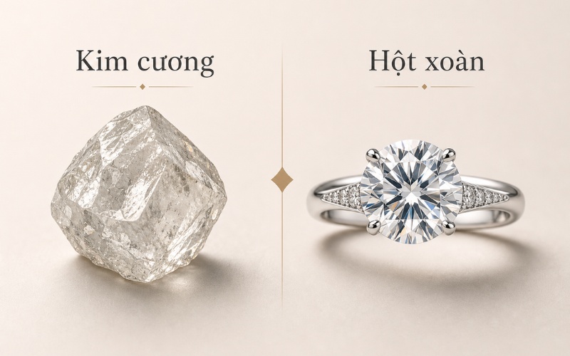 Hột xoàn là những viên kim cương đã qua chế tác, sẵn sàng để gắn lên các món trang sức