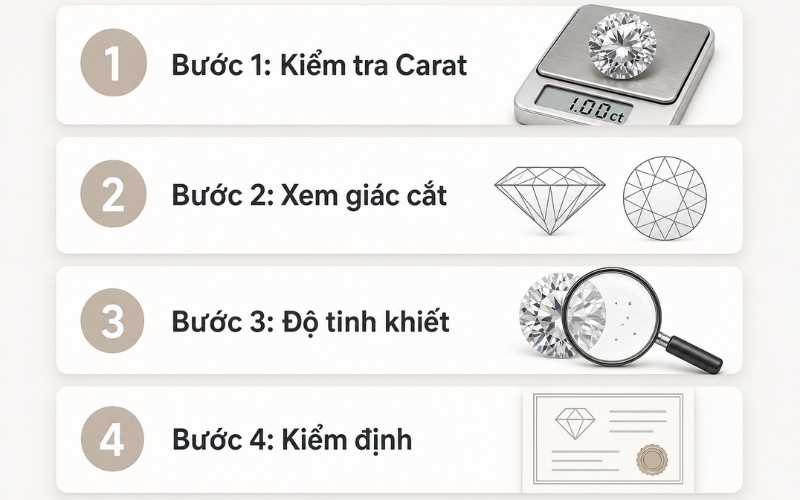 Quy trình đọc thông số nhẫn kim cương