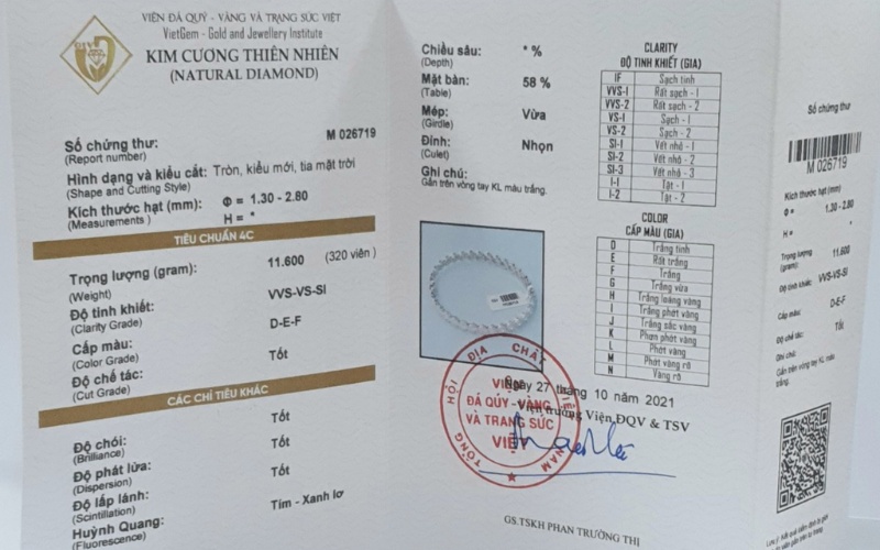 Các thông số cơ bản trong giấy kiểm định kim cương GIV