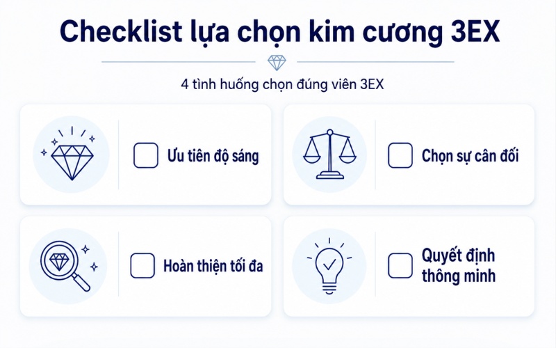 Checklist lựa chọn viên kim cương 3EX