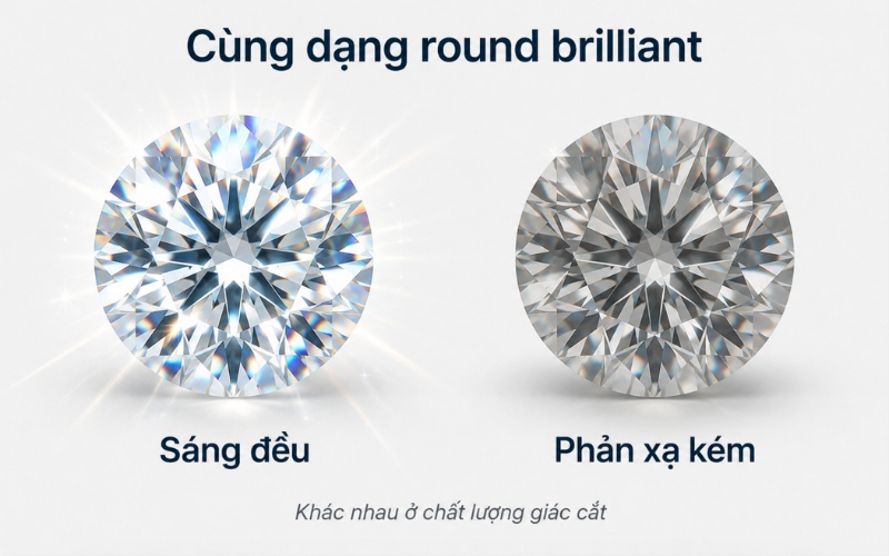 Chất lượng giác cắt khác số giác cắt kim cương