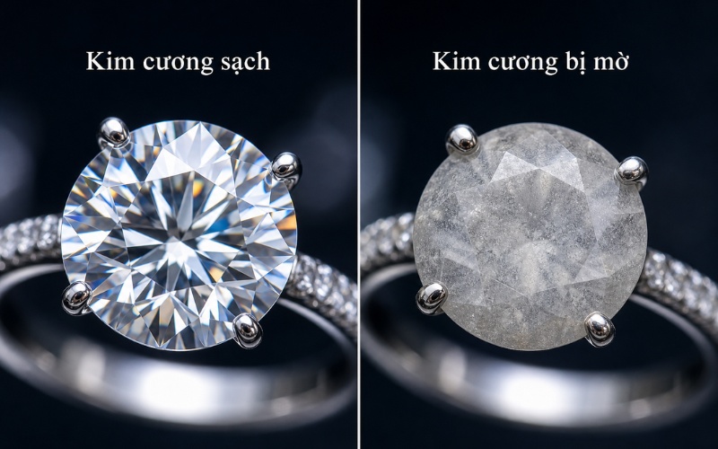Kim cương bị mờ là tình trạng viên đá mất bớt độ trong và độ lấp lánh