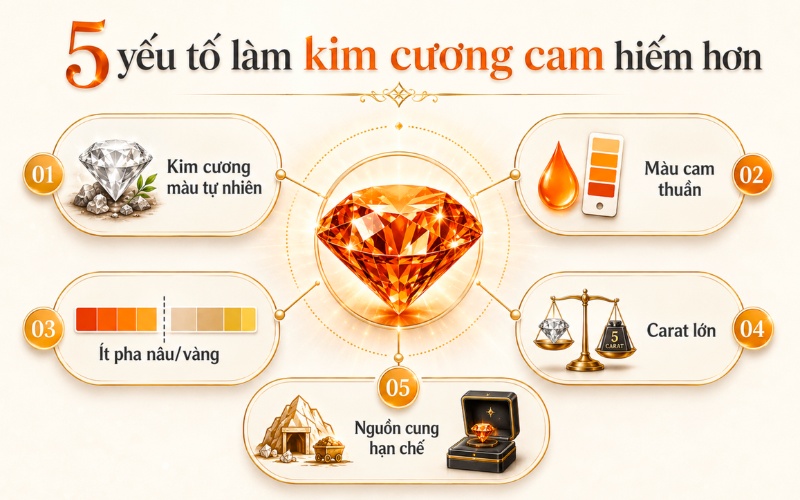 5 yếu tố làm kim cương cam trở nên quý hiếm