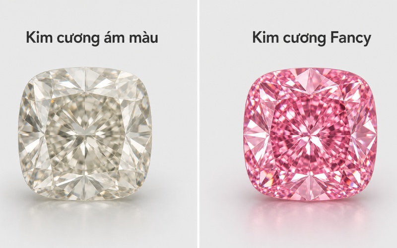 Kim cương ám màu nhẹ trong thang D-Z và kim cương fancy