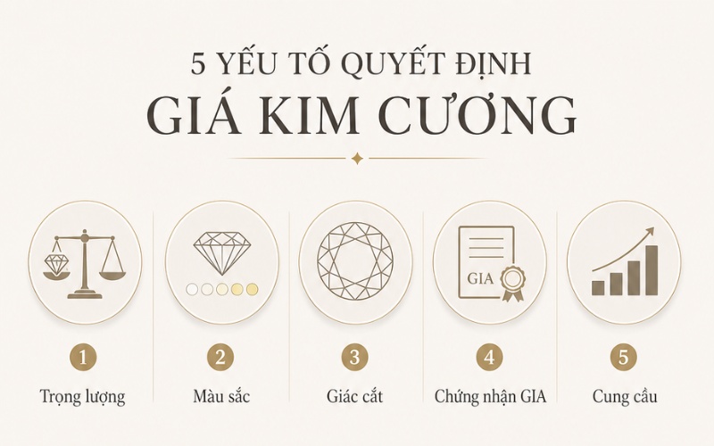 Giá kim cương tự nhiên FL phụ thuộc vào tiêu chuẩn 4C