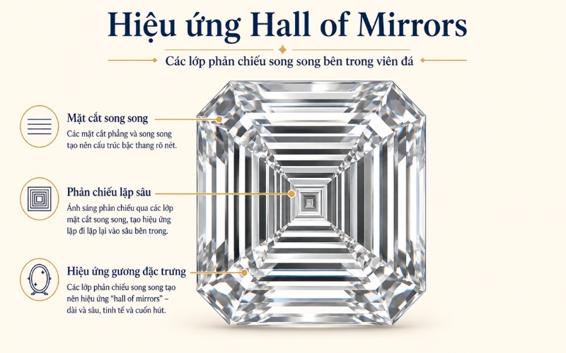 Hiệu ứng Hall-of-mirrors trong giác cắt Emerald