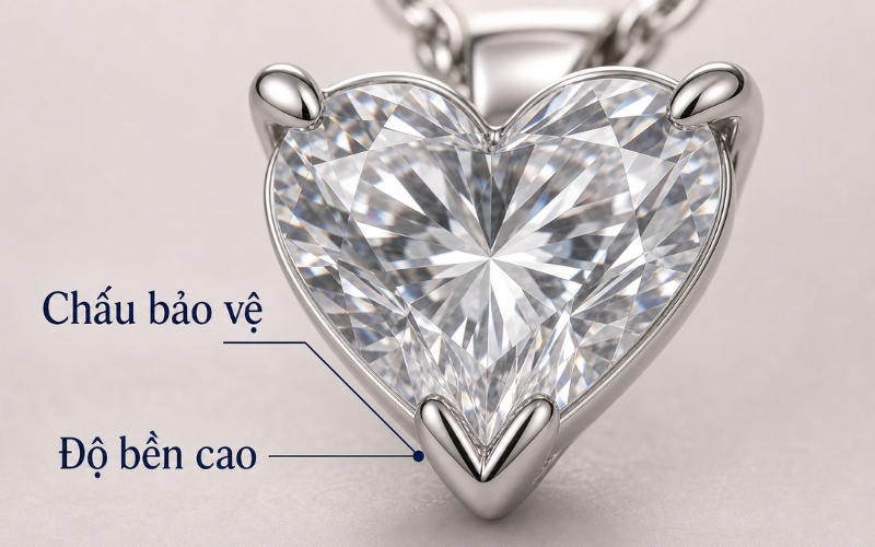 Cấu trúc chấu bảo vệ đầu nhọn viên kim cương Heart khi đeo hằng ngày