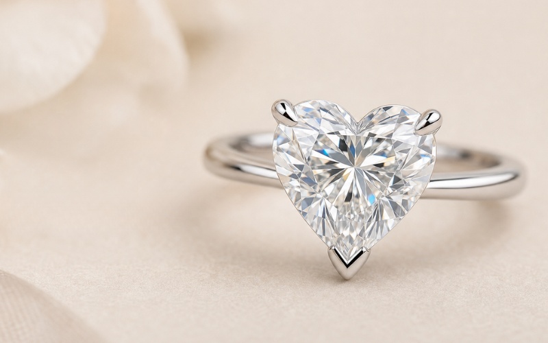 Nhẫn đính hôn nổi bật với kim cương giác cắt Heart