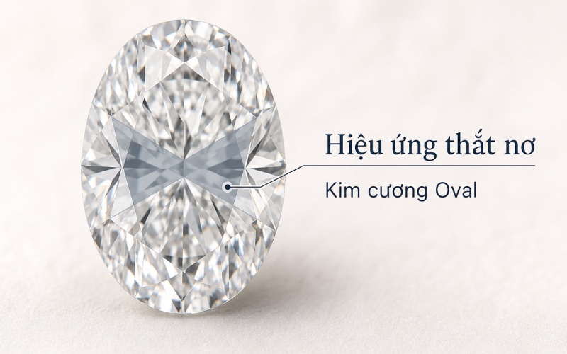 Hiệu ứng thắt nơ trên viên kim cương Oval