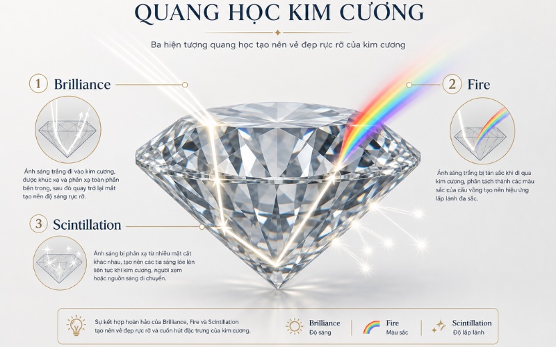 Hiện tượng quang học của viên kim cương