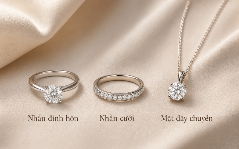 Ứng dụng của giác cắt Round đối với nhẫn đính hôn, nhẫn cưới và mặt dây chuyền