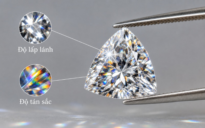 Độ lấp lánh và độ tán sắc của kim cương Trilliant