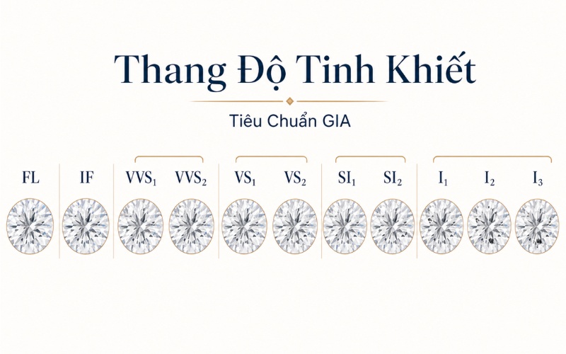 Thang đo độ tinh khiết kim cương theo GIA
