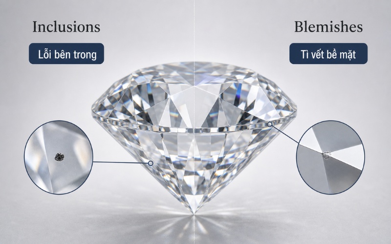 Inclusions và blemishes trên viên kim cương
