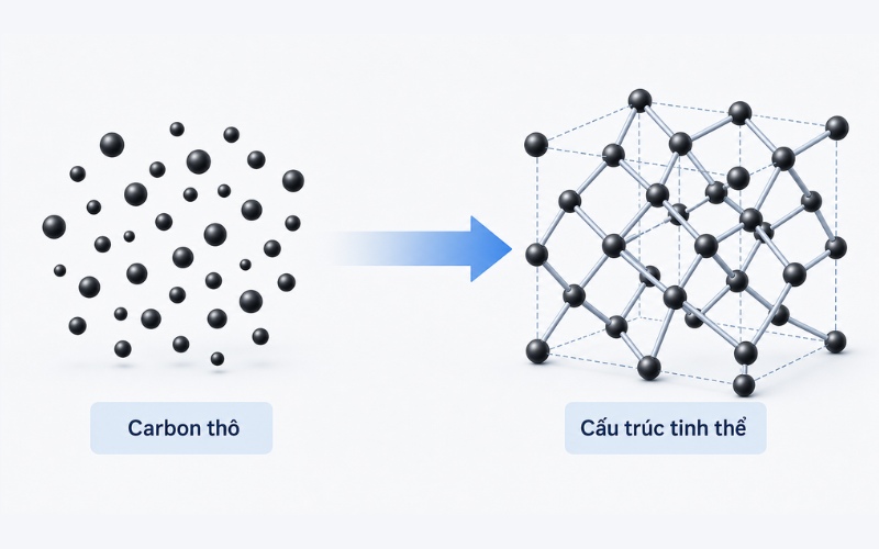 Carbon trong kim cương được sắp xếp rất chặt chẽ và ổn định