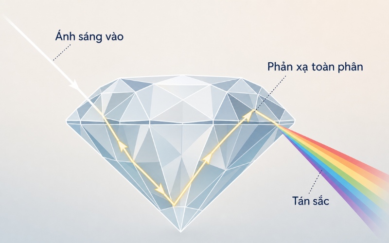 Kim cương có độ sáng nổi bật nhờ khả năng tán sắc ánh sáng