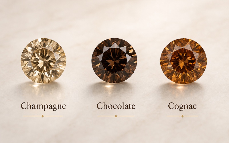Dải màu kim cương nâu champagne, chocolate và cognac