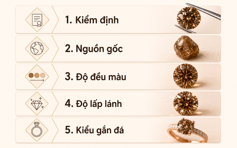 Checklist 5 bước chọn mua kim cương nâu có kiểm định