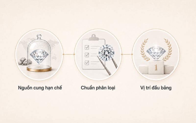 Kim cương nước D hiếm do có nguồn cung hạn chế và chuẩn phân loại nghiêm ngặt