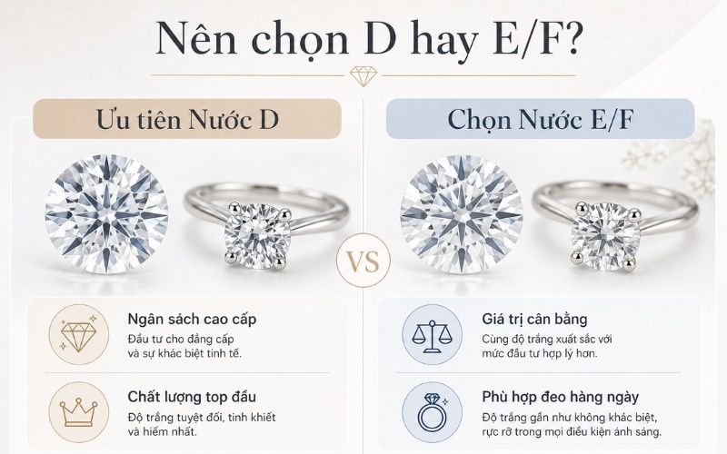 Trường hợp nên chọn nước D và E/F