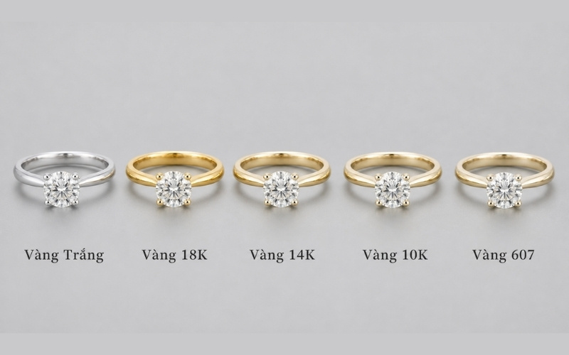 Kim cương nước G phối hợp rất mượt mà trên vỏ nhẫn vàng trắng