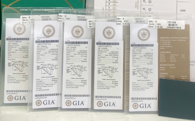Kiểm tra viên kim cương cùng giấy kiểm định để xác định nguồn gốc
