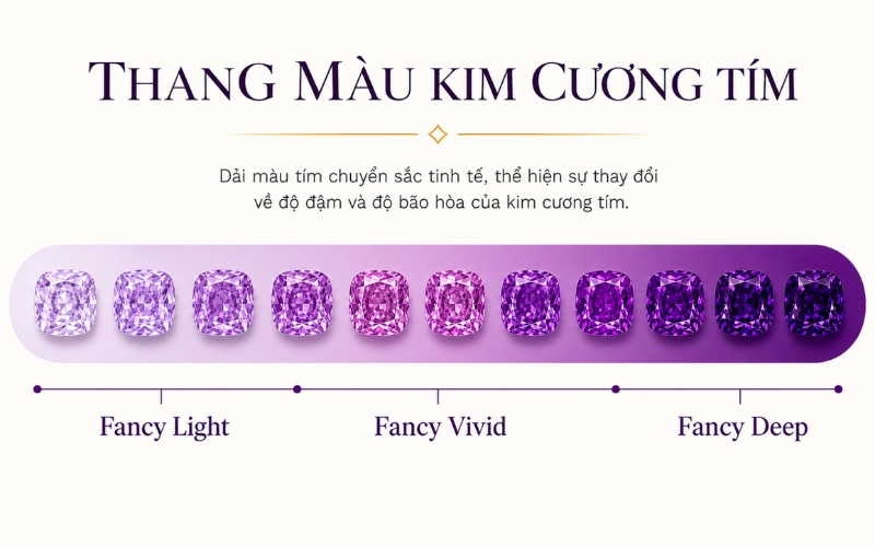 Cấp độ màu của kim cương tím tự nhiên