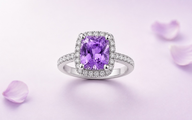 Nhẫn kim cương tím thiết kế sang trọng và đẳng cấp