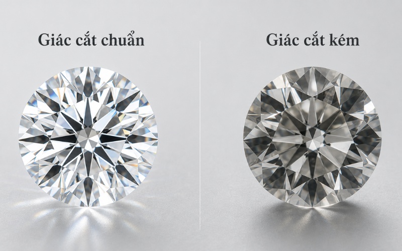 Giác cắt quyết định độ lấp lánh kim cương trắng
