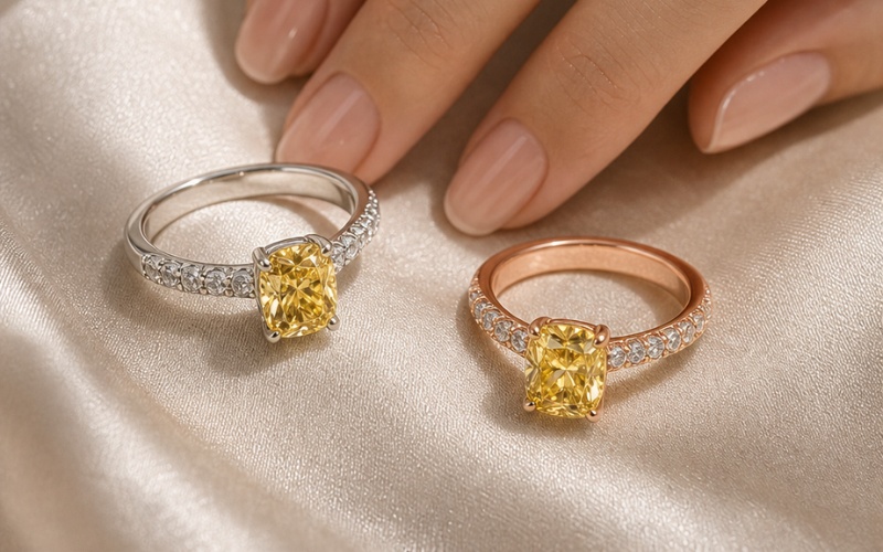 Nhẫn cầu hôn đính kim cương vàng nổi bật và cá tính