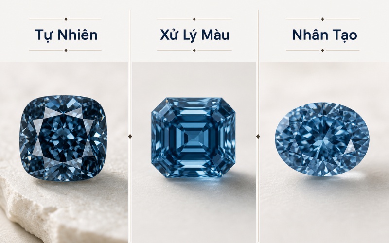 Phân biệt kim cương xanh tự nhiên, xử lý màu và kim cương xanh nhân tạo