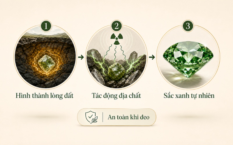 Quá trình hình thành kim cương xanh tự nhiên