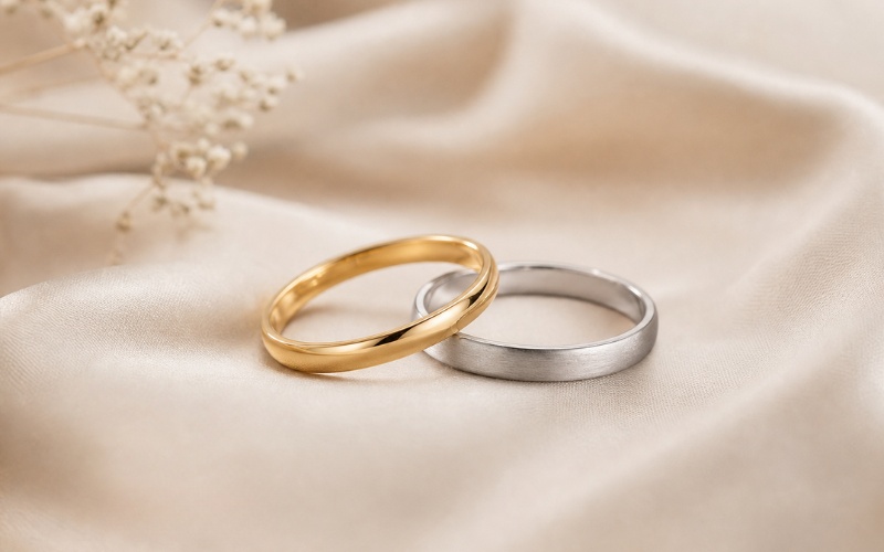 Nhẫn cưới chất liệu vàng 14K bền bỉ phù hợp đeo hàng ngày
