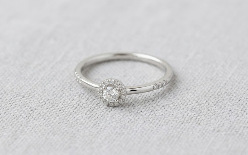 Nhẫn Halo viền đá với hiệu ứng lấp lánh nổi bật