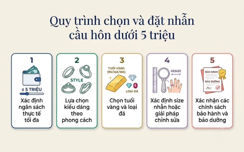Quy trình chọn và đặt nhẫn cầu hôn dưới 5 triệu